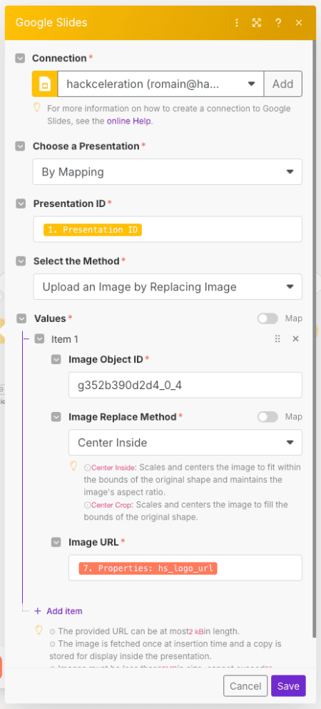 Make module updating the logo image in the Google Slides presentation